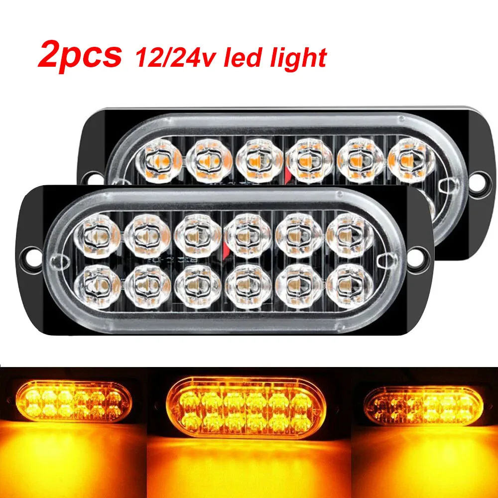2pcs LED Strobe Light Lightbar Flashing Warning Light Grille LED Signal Light Truck Side Light LED Indicator Light Traffic Light