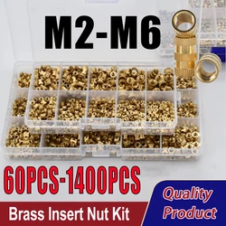 M2 M2.5 M3 M4 M5 M6 All Size 1400 Brass Insert Nut Assortment Kit Hot Melt Knurled Thread Injection Nut Inserts for 3D Printing