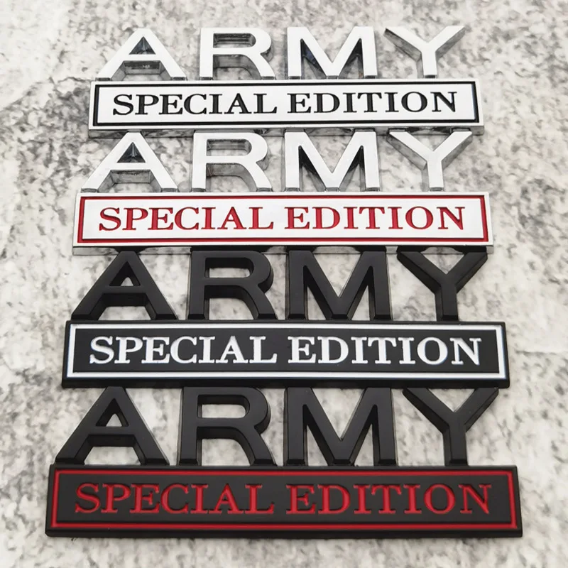 High-quality Modification Metal 3D Stereoscopic Car Stickers ARMY EDITION Letters Decoration Scratches Cover Car Accessories