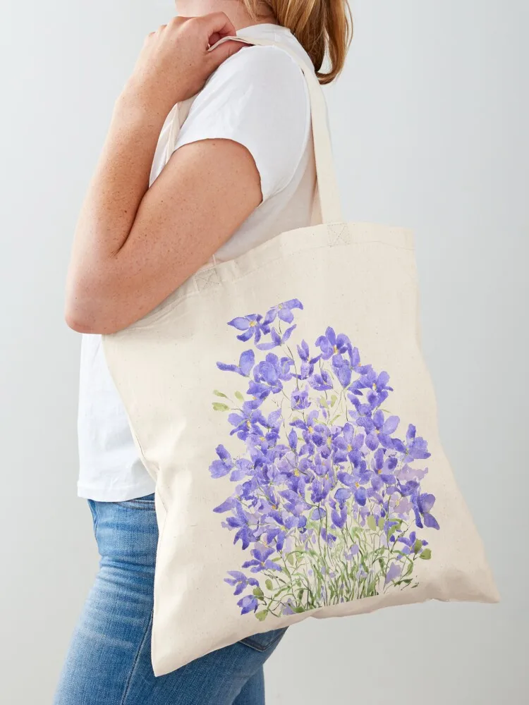 hand painted purple wild flower watercolor painting Tote Bag shopping bag Women's shopping bag Canvas Tote