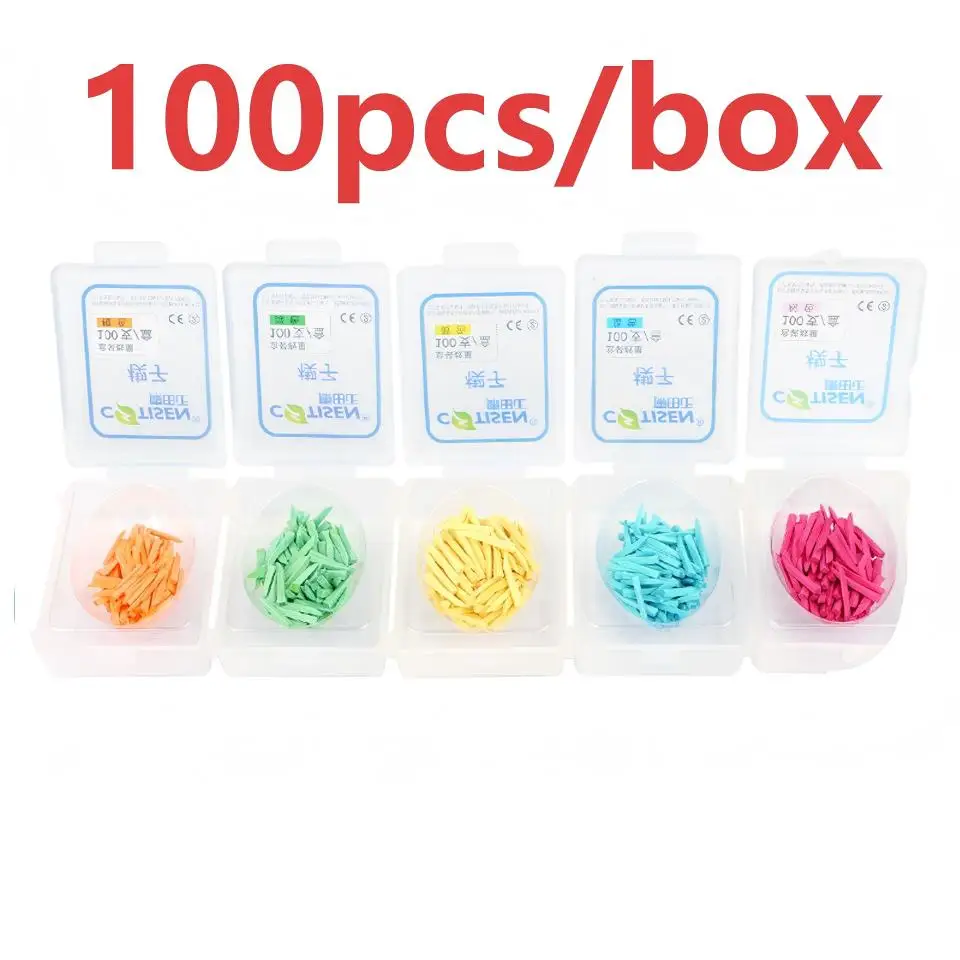 100 Pcs Box Cotisen Dental Wooden Wedges PW03 Round Head Restoration Matrix