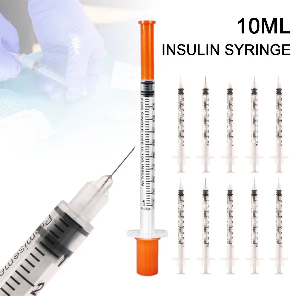 10pcs Plastic Cattle Sheep Horses Disposable Liquid Dispenser Farm Animal Veterinary Syringe With Needles