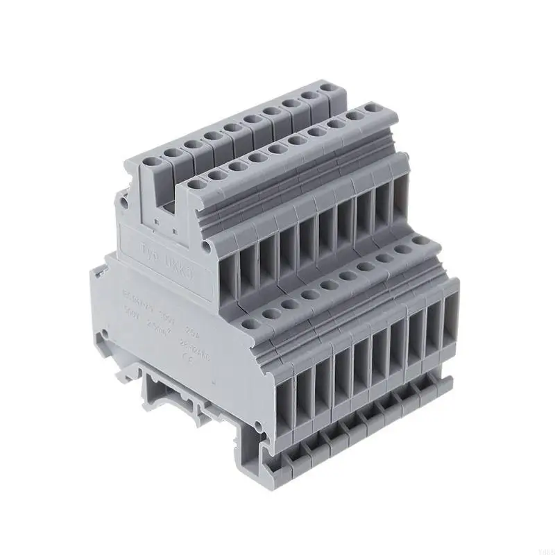 Y88B 50 Pcs UKK3 DIN Double Level Dual Row Terminal Block 500V 25A 28-12AWG Gray