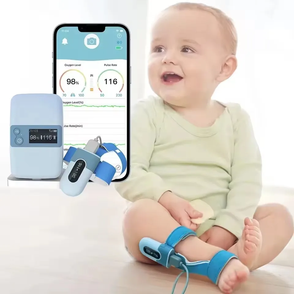 Rechargeable Bluetooth Smart Audio Reminder Wearable Baby Spo2 Sleep Heart Rate Infant Blood Oxygen Monitor