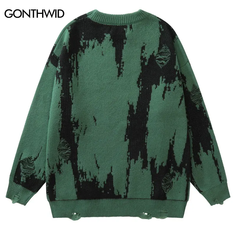 Hip Hip Ripped Sweaters Grunge Y2K Vintage Knitted Punk Gothic Streetwear Jumpers Sweater Men Women Harajuku Fashion Pullover