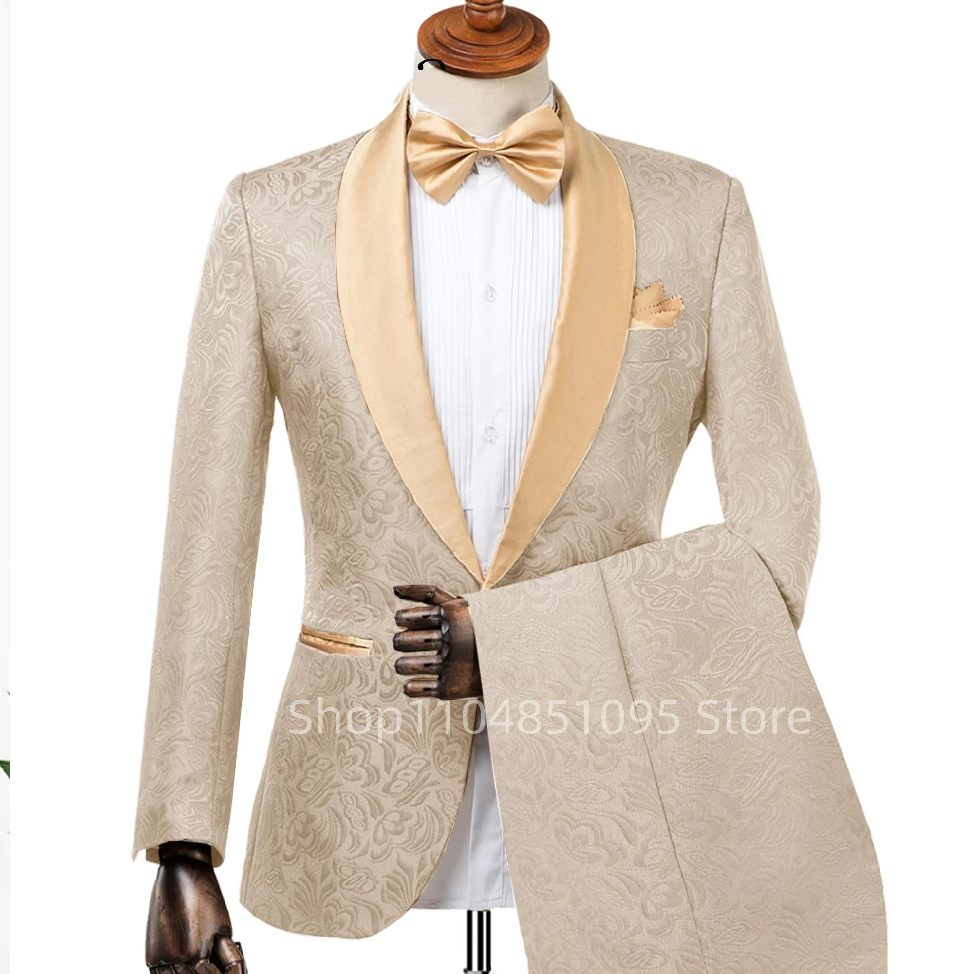 2 Piece Champagne Jacquard Men - đánh giá và giá Wool Scarf Men