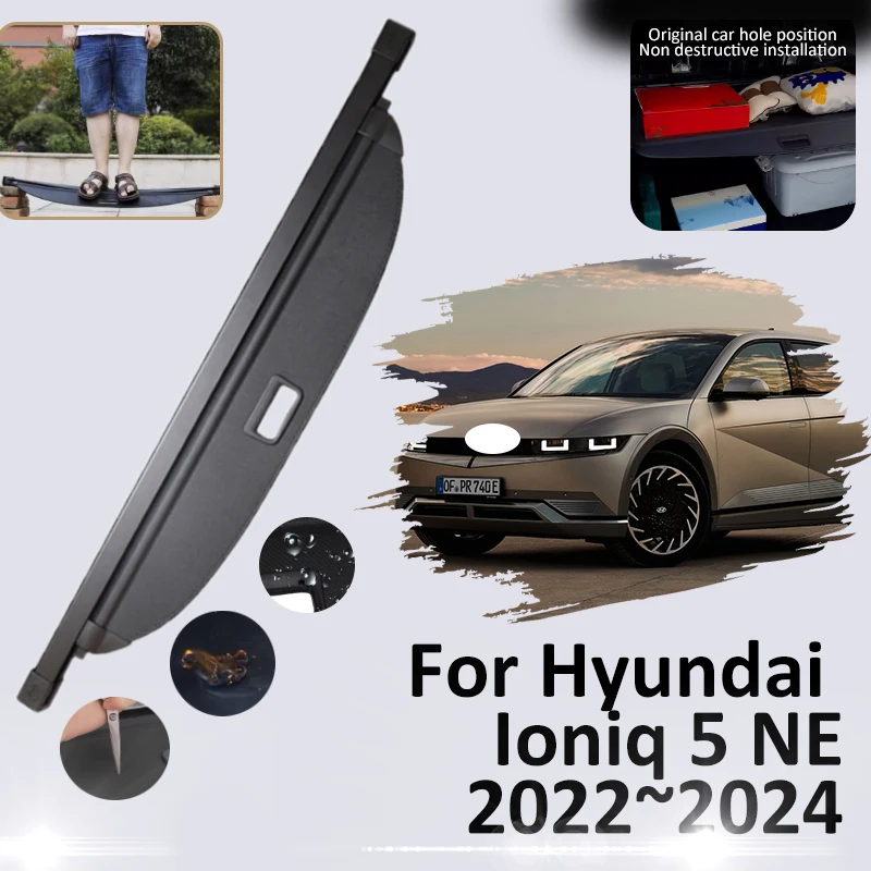 

Car Trunk Curtain For Hyundai Ioniq 5 NE 2022 2023 2024 Car Accessorie Anti-peep Luggage Rear Boot Tray Cargo Cover Retractable