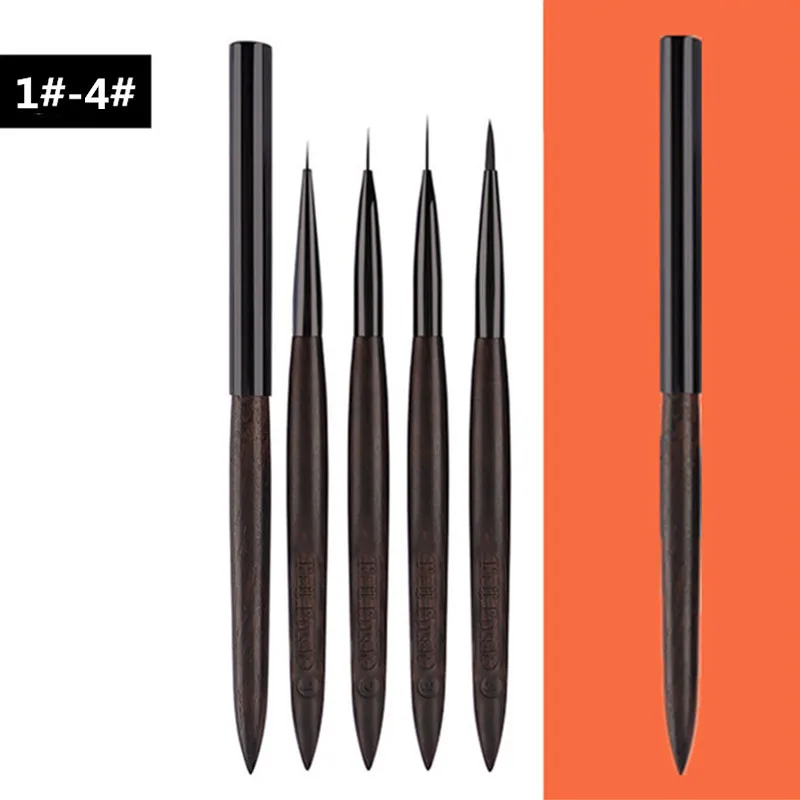 1/4PCS Sandalwood Handle Nail Acrylic Brush UV Gel Carving Pen Brush Liquid Powder DIY Nail Drawing Nail Art Bruses