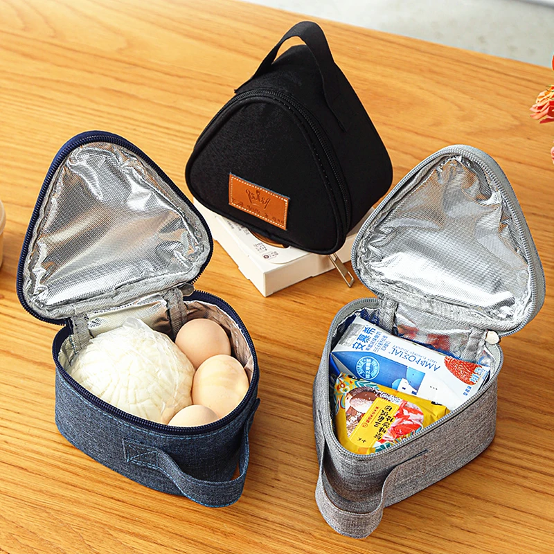 Triangular Mini Aluminum Foil School Lunch Bag for Sandwich Japanese Style Outdoor Bento Lunch Box Bag Oxford Cloth Insulation