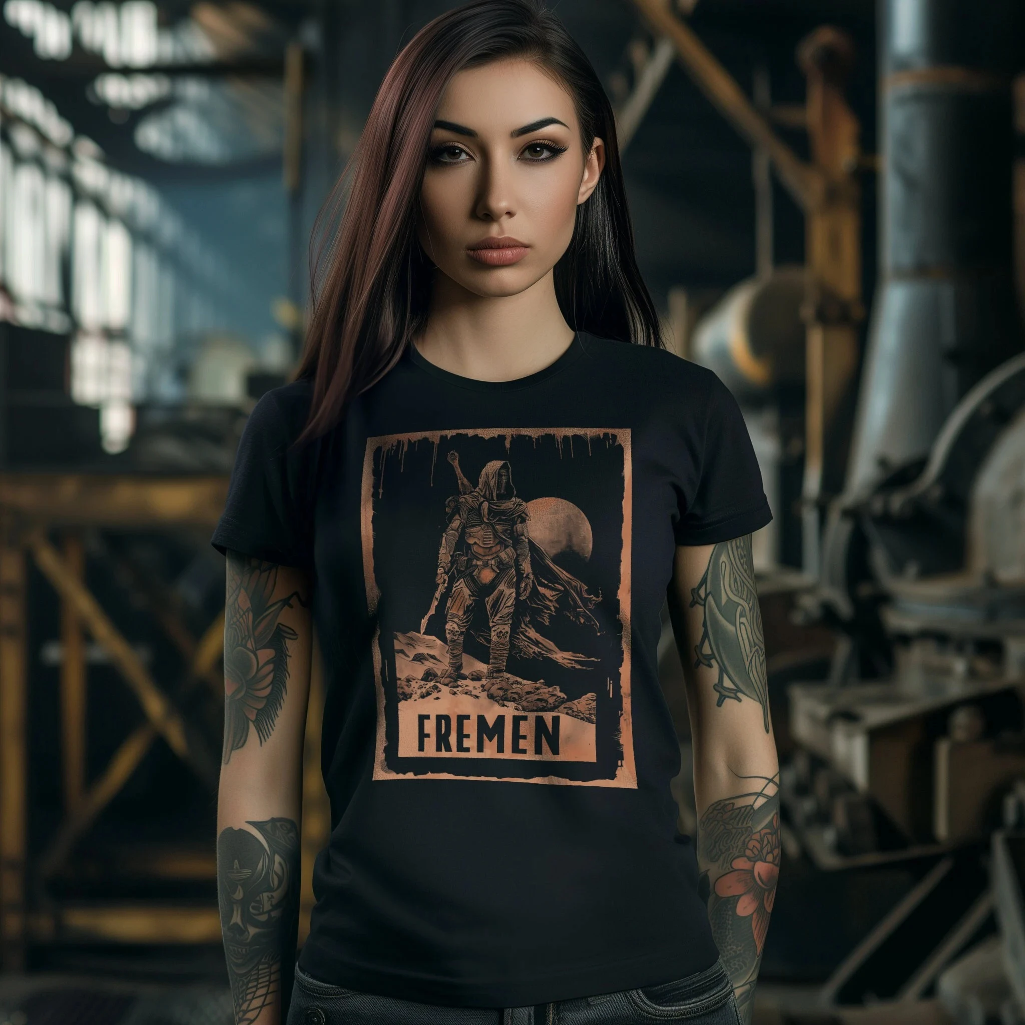 القوطية نمط فريمن الحارس المحملة الكثبان الرملية Arrakis الصحراء الصيف الرجال والنساء فضفاضة وتنفس تي شيرت #2