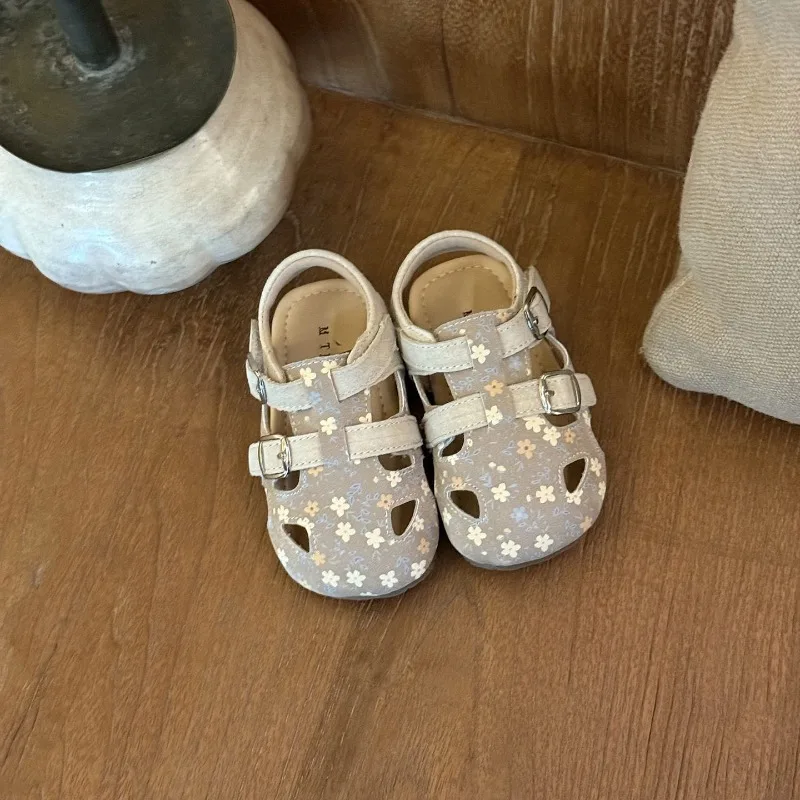 Baby-Sandalen Süße Blumenmuster Lässige Kinder-Prinzessinnen-Schuhe Weiche Sohle 2026 Sommer Neue Kleinkind-Laufschuhe Rutschfest – Detail 5
