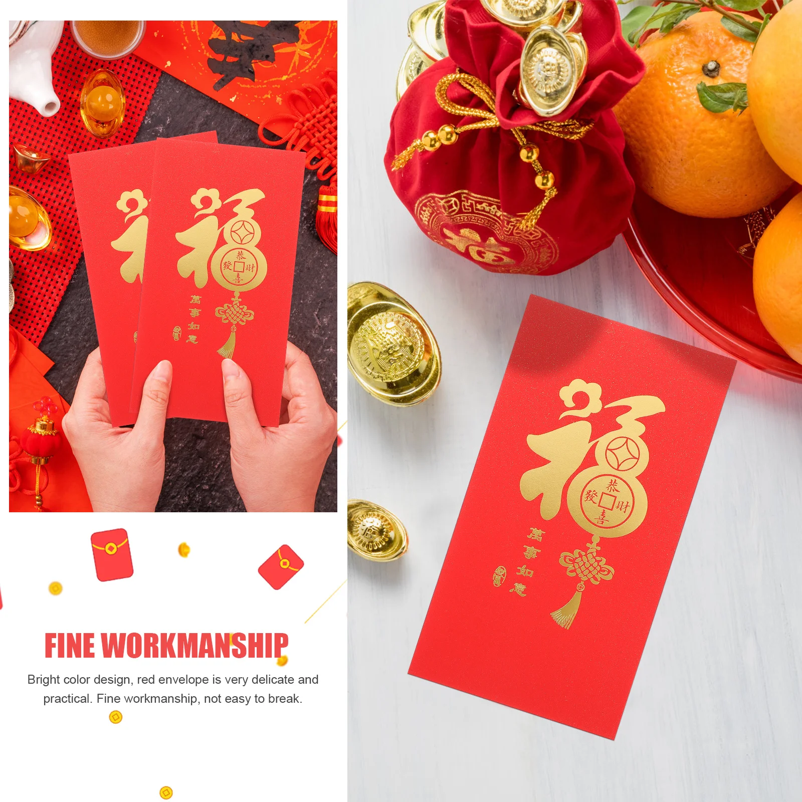 10 шт., набор красных конвертов в китайском стиле