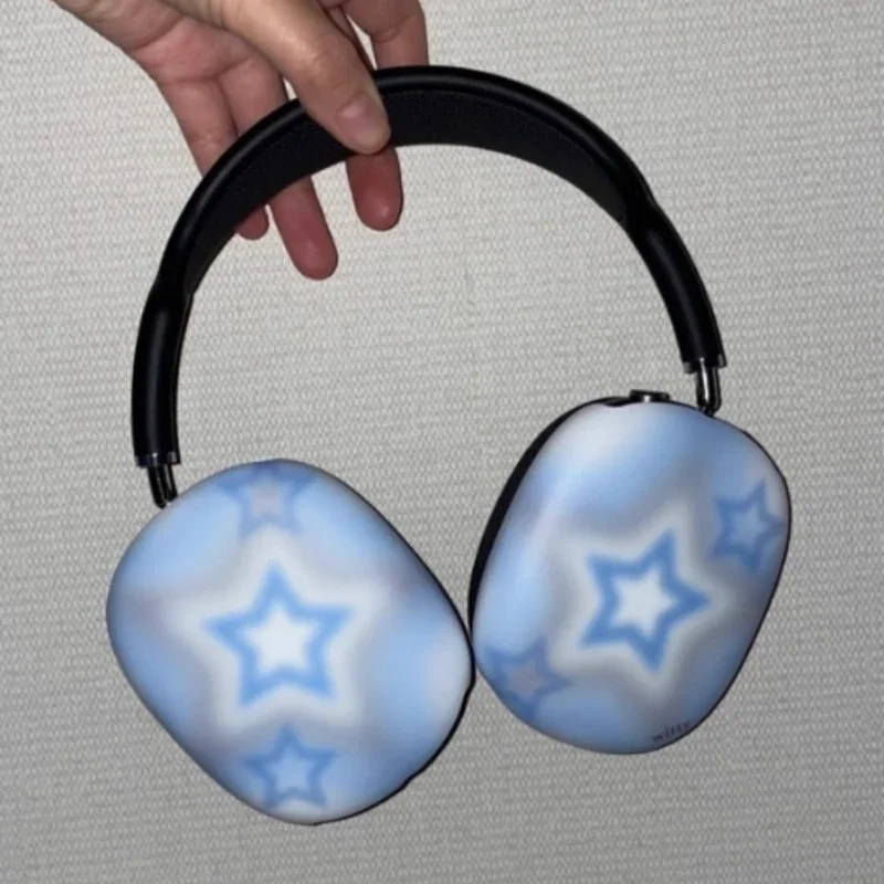 Y2K Airpods Max Headphones Case Cover  Blue Blurry Star Customized Airpods Cases Plastic Headphones Accessories Decoration Gifts