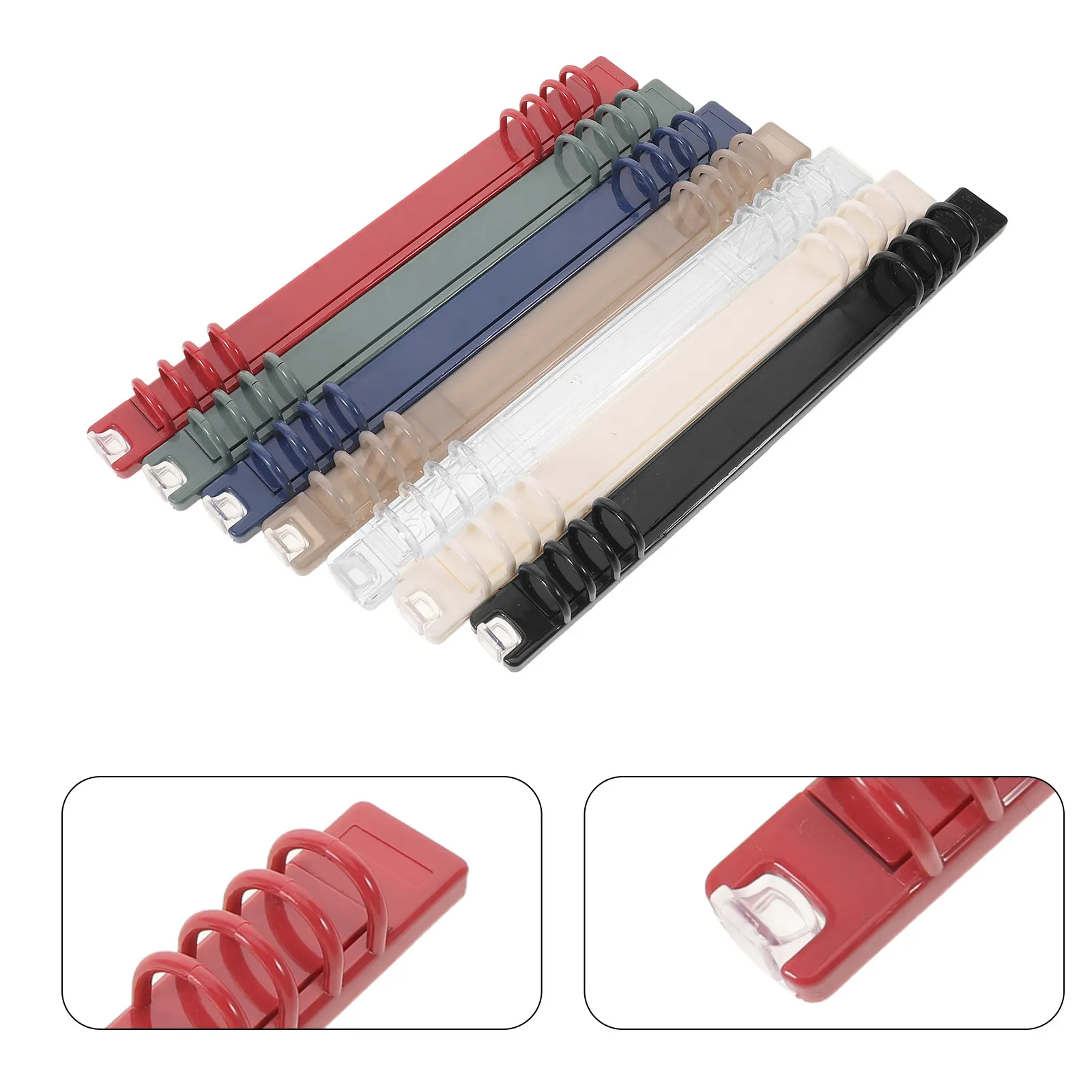 7Pcs Loose Leaf Binder Rings 8-Hole Plastic Spiral Binding Coil Mechanism Replacement for Notebook Journal Planner Refill Ring