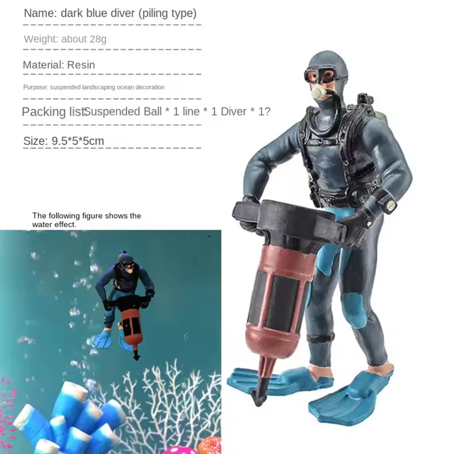 1 stks-Aquarium Plastic Zeebodem Exploratie Duiker Pop Scène Decoratie Speelgoed Miniatuur Oceanen Scène Model Duiker Actiefiguren Speelgoed