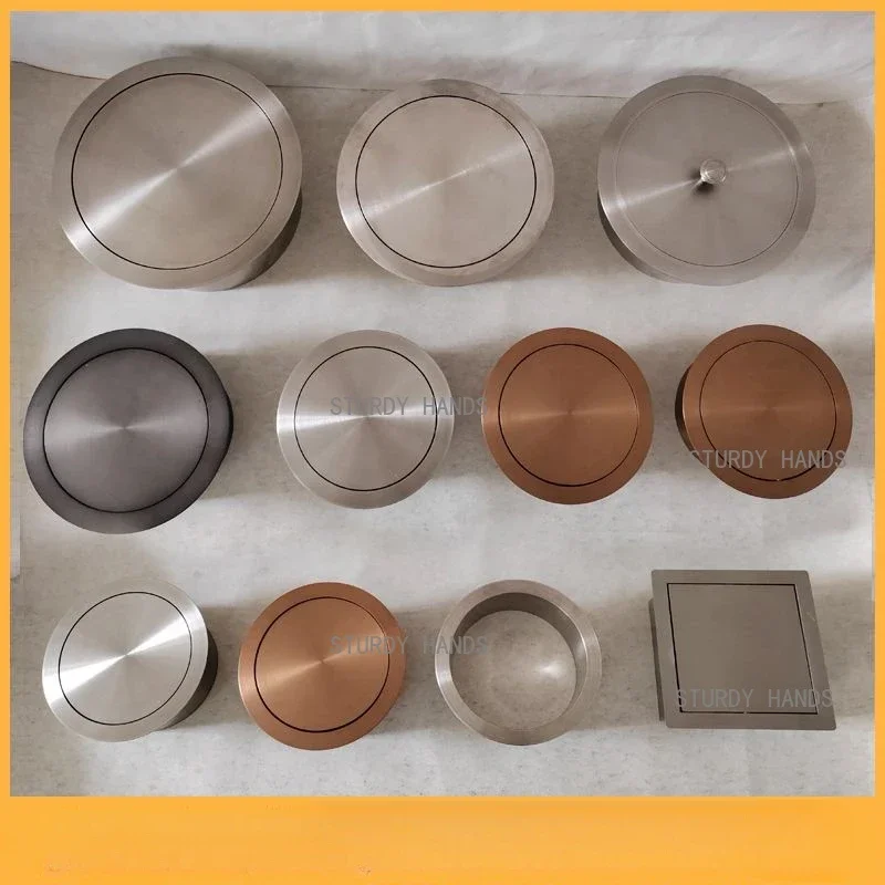 1pc Embedded Lid Kitchen Trash Can Kitchen Desktop Metal Trash Can Circular Shaking Lid Home Appliances Kitchen Garbage Bin