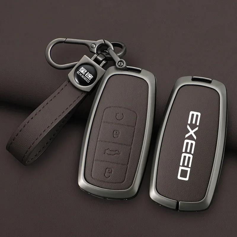 

Zinc Alloy Car Dedicated Leather Key Case For Chery EXEED RX Suv 2023-Present Holder Shell Remote Keychain Accessories