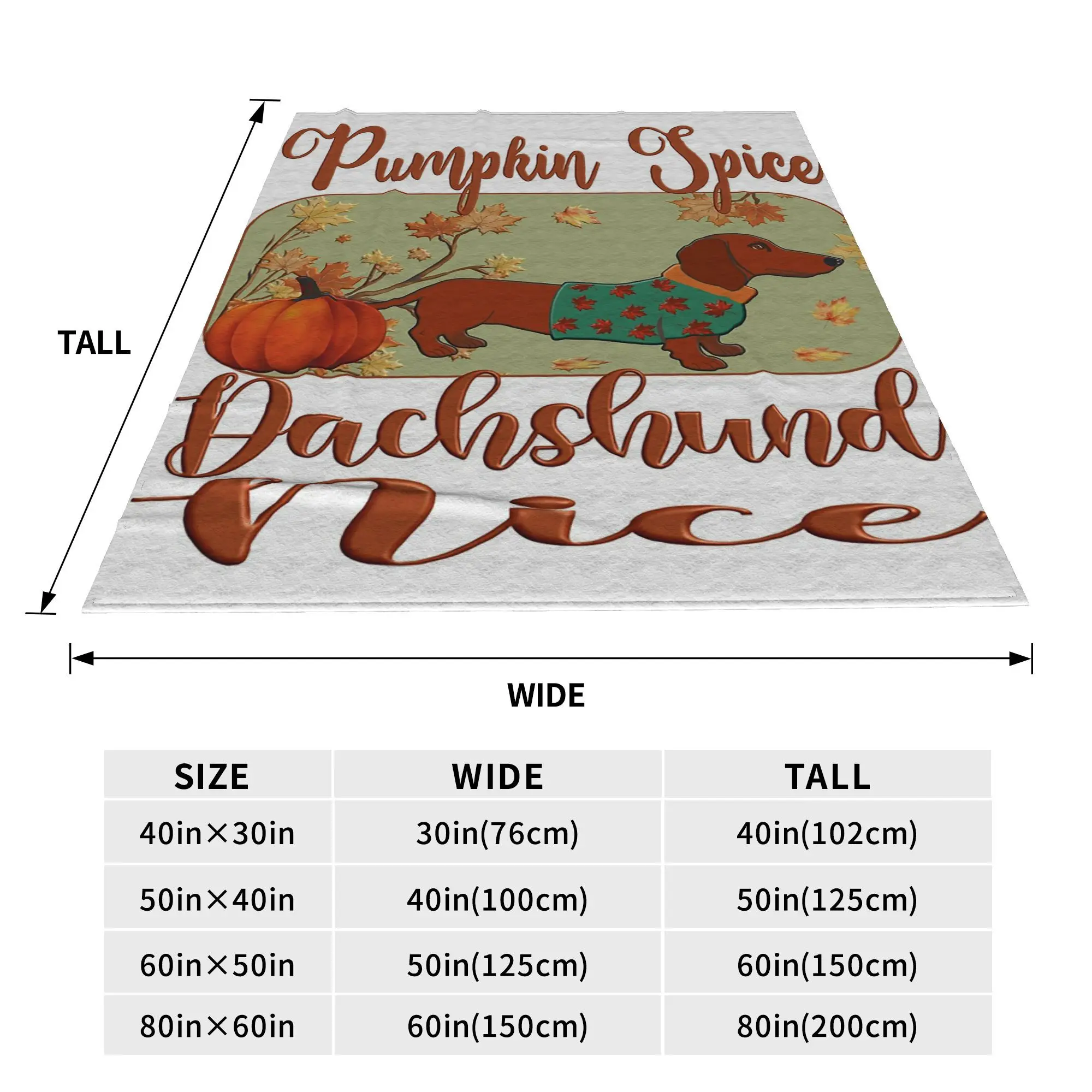 Flannel Throw Blanket Pumpkin Spice Dachshund Nice Warm Plush Blankets Soft Bedspread for Bed Living room Home Travel Sofa