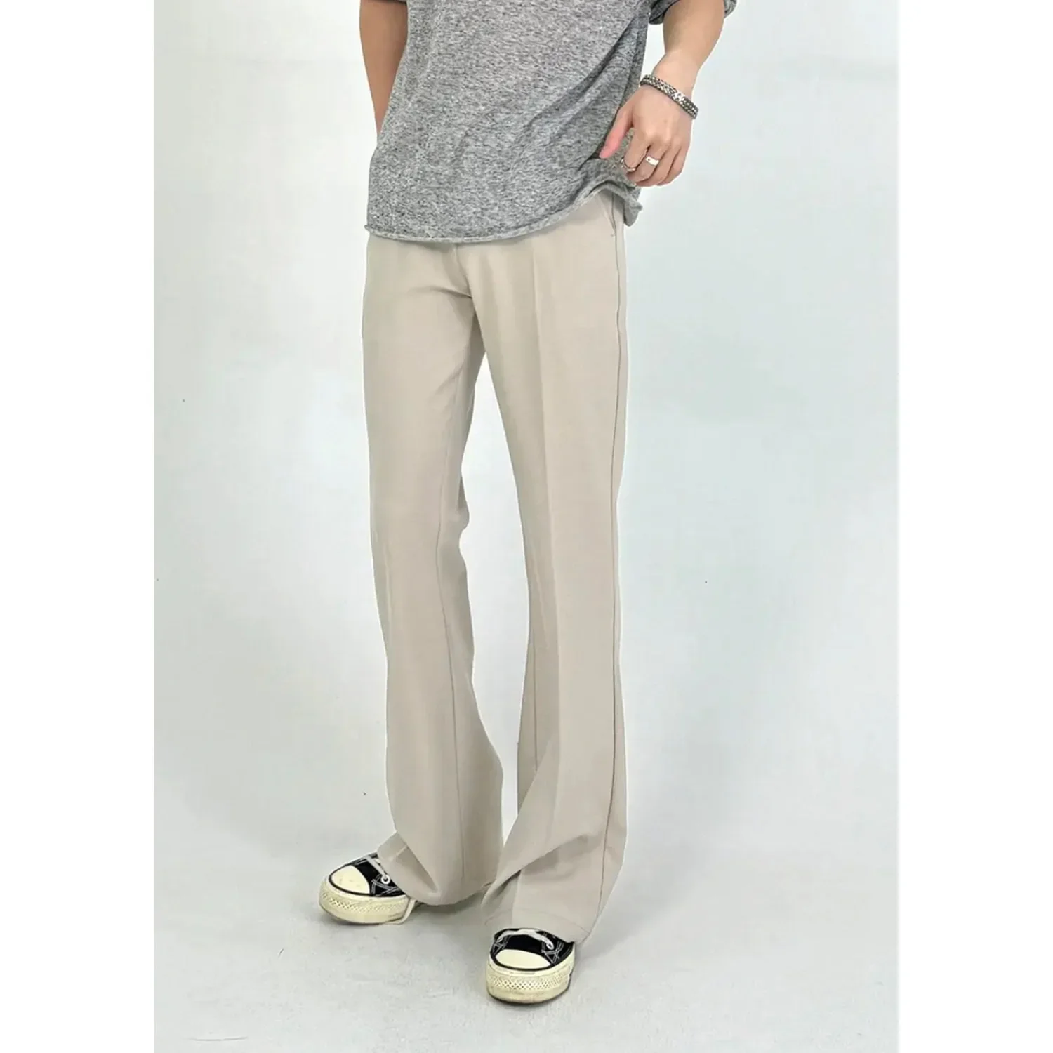 High Quality New Fashion Men's Solid Color Loose Straight Wide Leg Simple Basic Casual Trendy Suit Pants Male Trousers Clothes