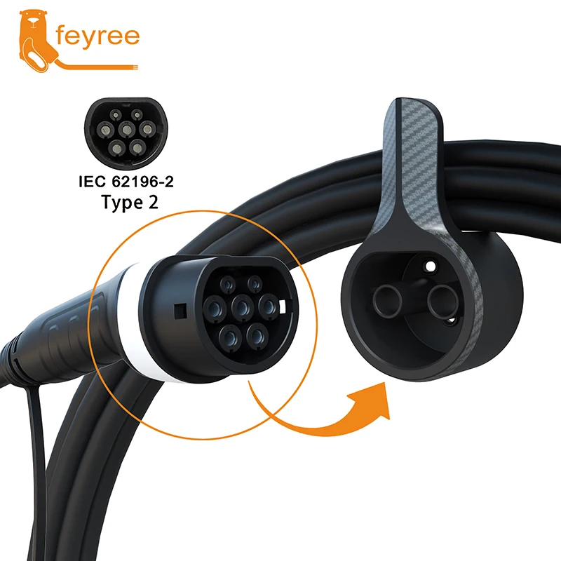 Feyree EV-Ladegeräthalterung für Elektrofahrzeug-Typ-2-Ladekabel mit zusätzlichem Schutz für Wallbox