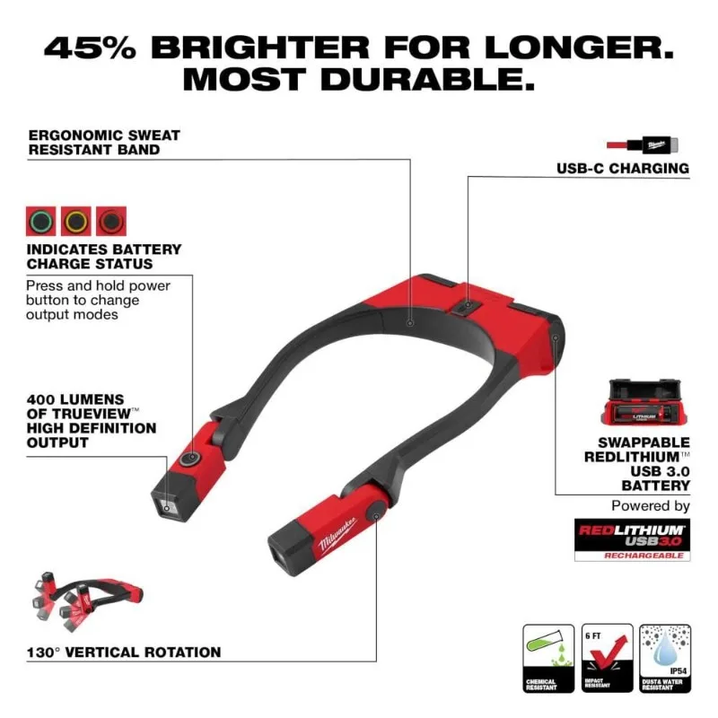 Milwaukee L4 NL400-301/2117-21 REDLITHIUM™ USB 400L Neck Light