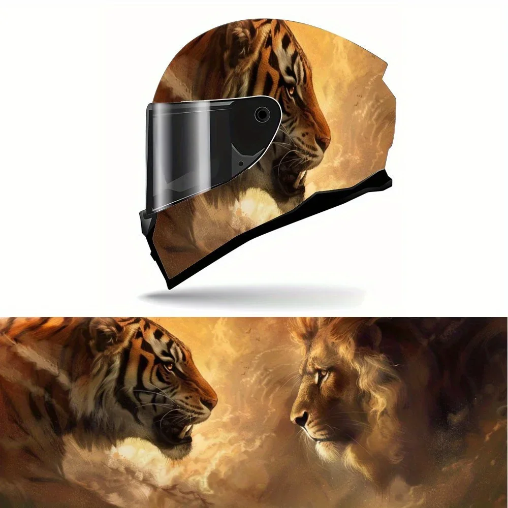 

Cool Warm-Toned Animal Stare Motorcycle Helmet Vinyl Wraps Sticker, Personalized Helmet Decoration, Waterproof Self-adhesive Hel