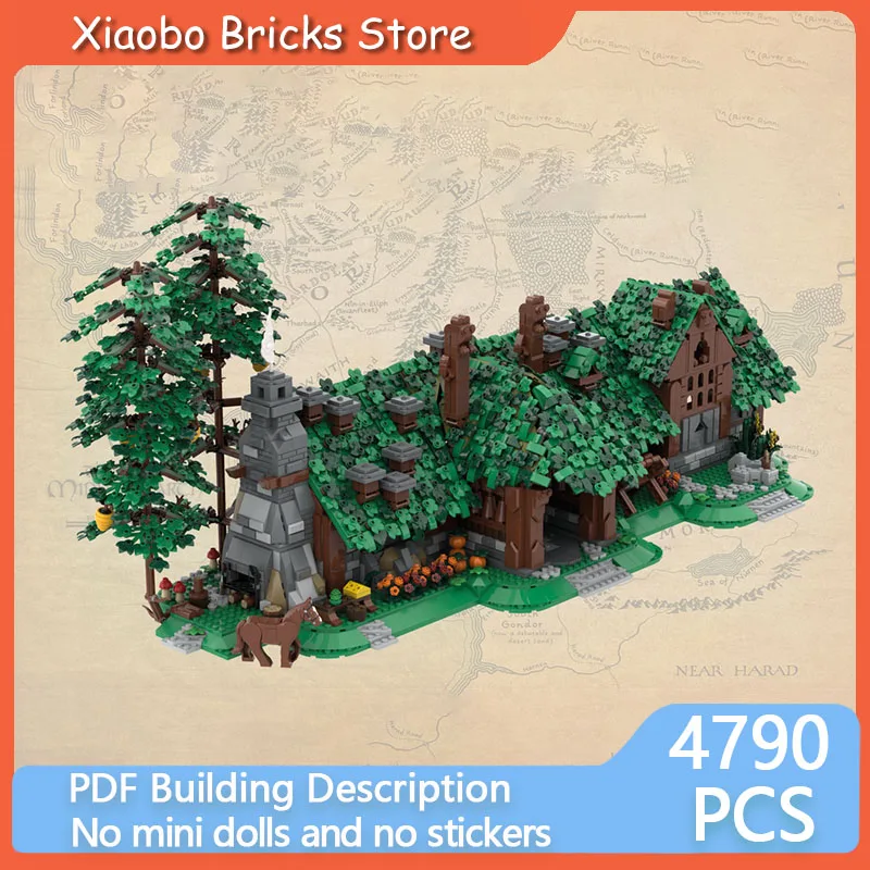 

Кольцевая модель фильма MOC, строительный кирпич, зал дома в долине, модульные технологии, подарки, праздник, сборка, детский игрушечный костюм