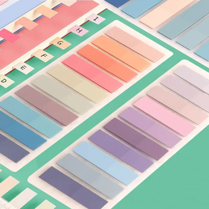 Tabs Índice Fluorescente Transparente Morandi, PET Seta Bandeiras, Sticky Note para Page Marker, Planejador Adesivos, Escritório e Escola, 200 Folha