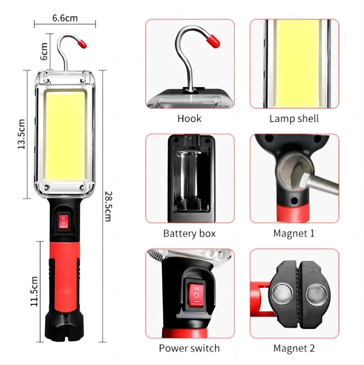 AliExpress Collection 1pcs USB Rechargeable COB Work Light Portable LED Flashlight 18650 Adjustable 2Mode Waterproof Magnet