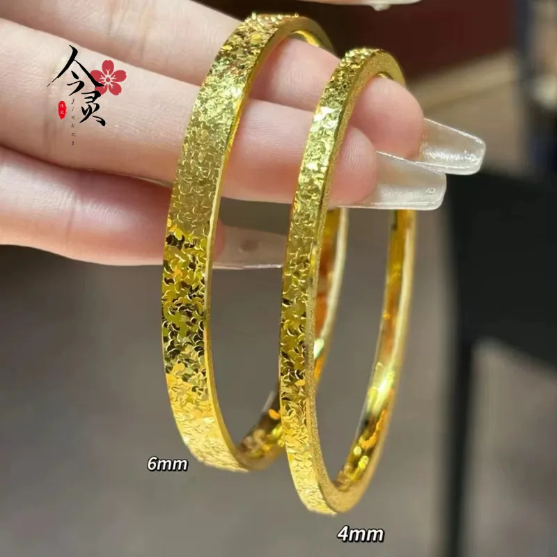 

Роскошный женский браслет из чистого золота 24K 9999 пробы, трехсторонний, с эффектом «колотого льда», цельный, от Gold Shop