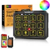 AUXBEAM AC-1200 RGB LED 스위치 패널, 업그레이드된 블루투스 앱, 리모컨 토글, 순간, 펄스 모드, RB120, 12 갱 1