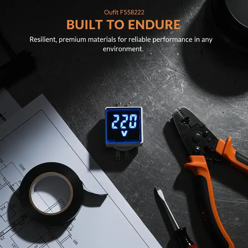 LED Digital AC Voltmeter with Clear Display EU Plug 50-500V Voltage Tester for Factory Workshop Power Testing