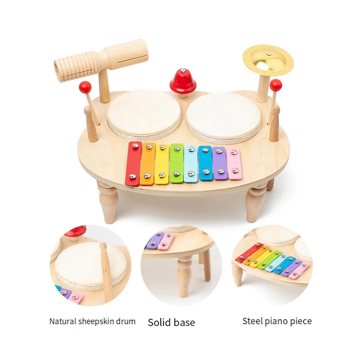 Juego de tambor para niños, juguetes musicales, instrumentos musicales, juguetes sensoriales, juego de instrumentos de percusión de tambor, juguete de madera