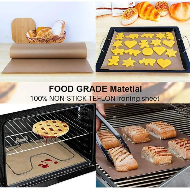 Baking Mat Sheet 40*60cm or 30*40cm Reusable Non-Stick Oil-Proof Baking Paper Heat-Resistant Oven Liner Sheet BBQ Pad 1/5/10 Pcs