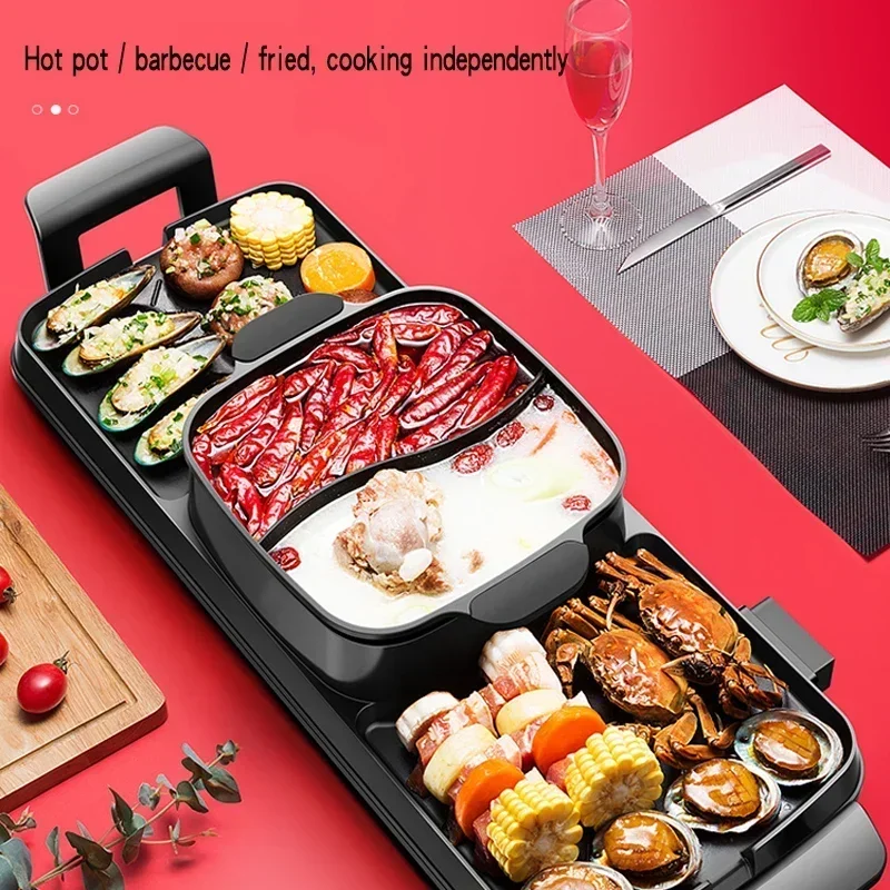 Electric oven household Korean hot pot instant boiled roasted integrated pot multi-functional indoor barbecue machine fish pan