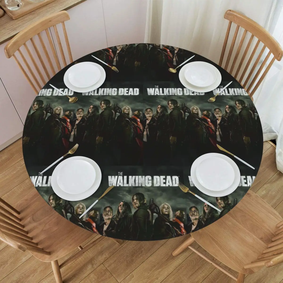 The Walking Dead Waterproof Round Tablecloth Oilproof Table Cloth for Kitchen Events Dining Table Cover