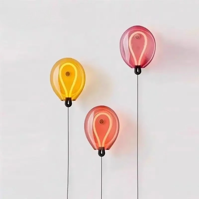 Dutch Creative Fashion Colorful Glass Balloon LED Decor Wall Lamp Children's Room Study Bedroom Living Room Lighting Fixtures