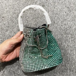 Mini borse da sera a secchiello per donna borsa e borsa di design di lusso 2024 nuovo In PC tracolla a catena con diamanti imitazione lucida