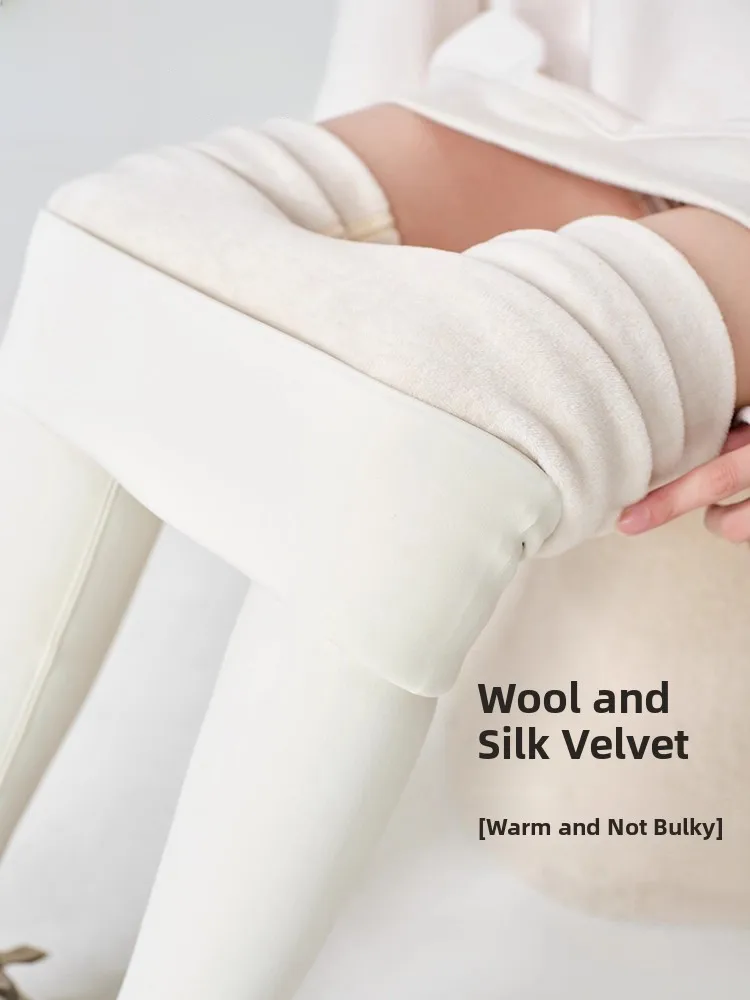 

Women's Thin Wool Fce Lined Yoga Pants High Waist Tummy Control Butt Lifting Autumn Winter Nine Points Pants Casual