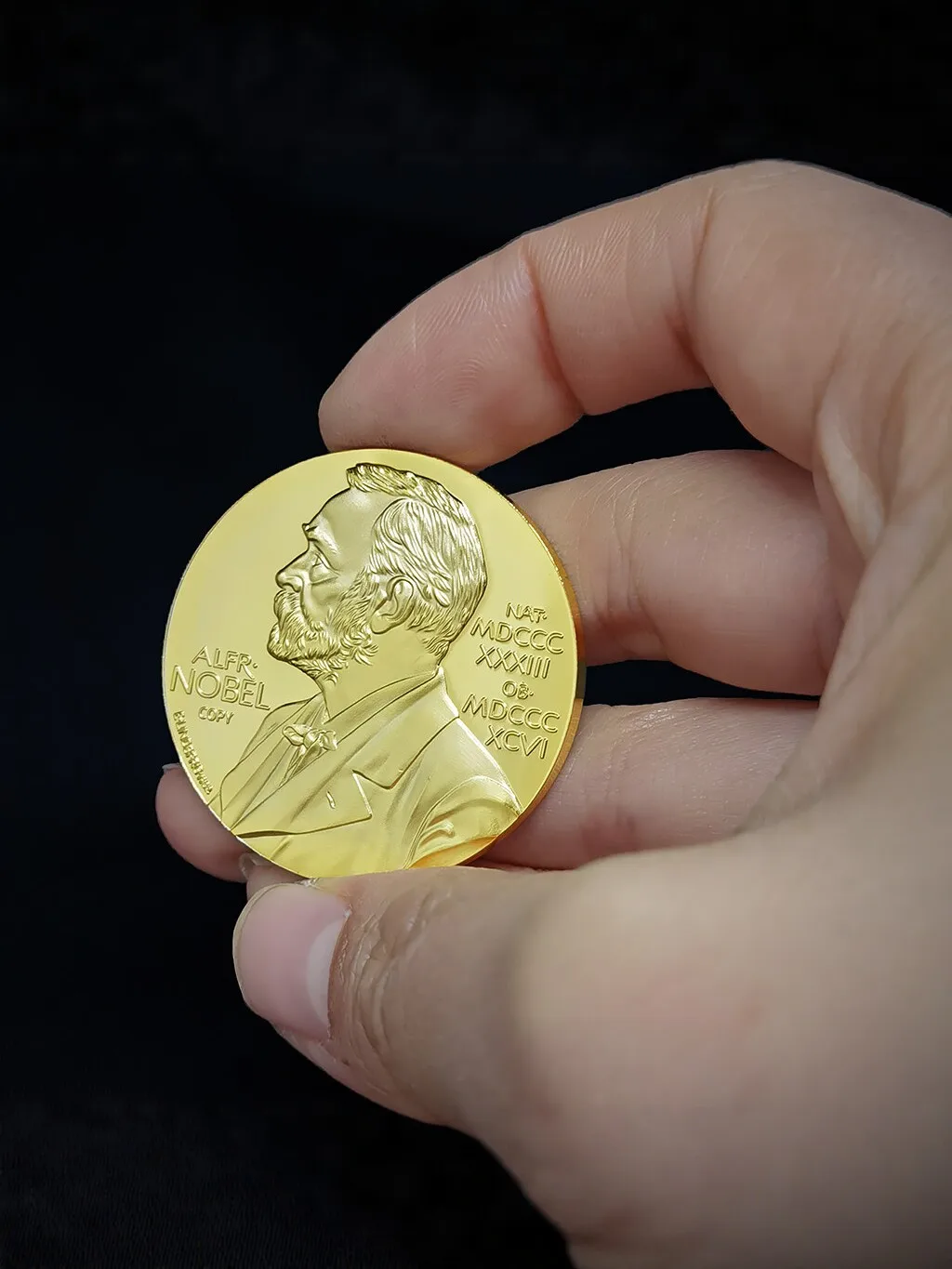 Nobel-Preis Vergoldete Münze, Medaillen-Handwerk, Porträt des Gründers, Ehrenauszeichnung für Wissenschaftler und Erfinder, Gedenkgeschenk – Detail 2