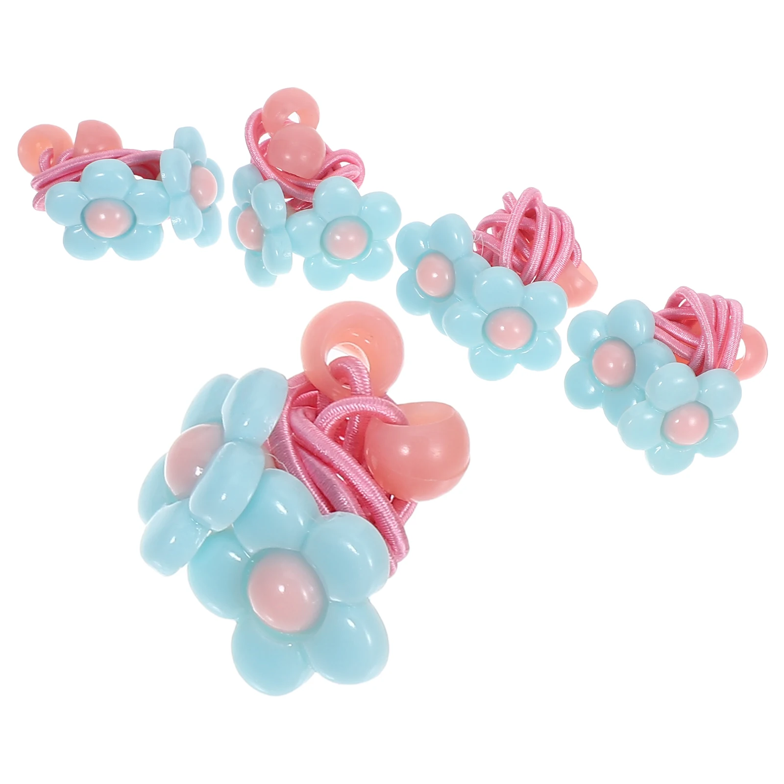 

10Pcs Resin Flower Hairbands Girls Stretchy Elastic Random Color 12cm Circumference Adjustable Ponytail Holder Rubber Band Kids