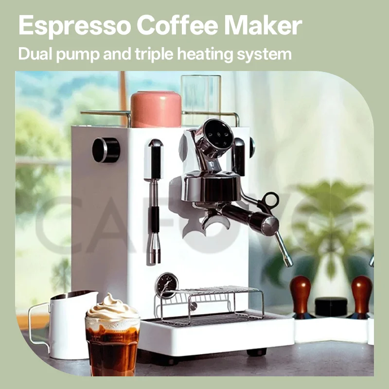 

CAFOVO E6005 Commercial Espresso Machine 3100W Dual Pump Triple Boiler PID Temperature Control 3-Hole Steam Wand Cafe Home Use