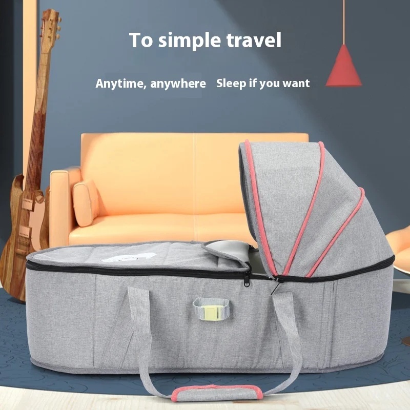 

Modern Portable Metal Baby Crib With Safe Sleep Basket Newborn Discharge Receptacle For Car Out Of Bed Situation