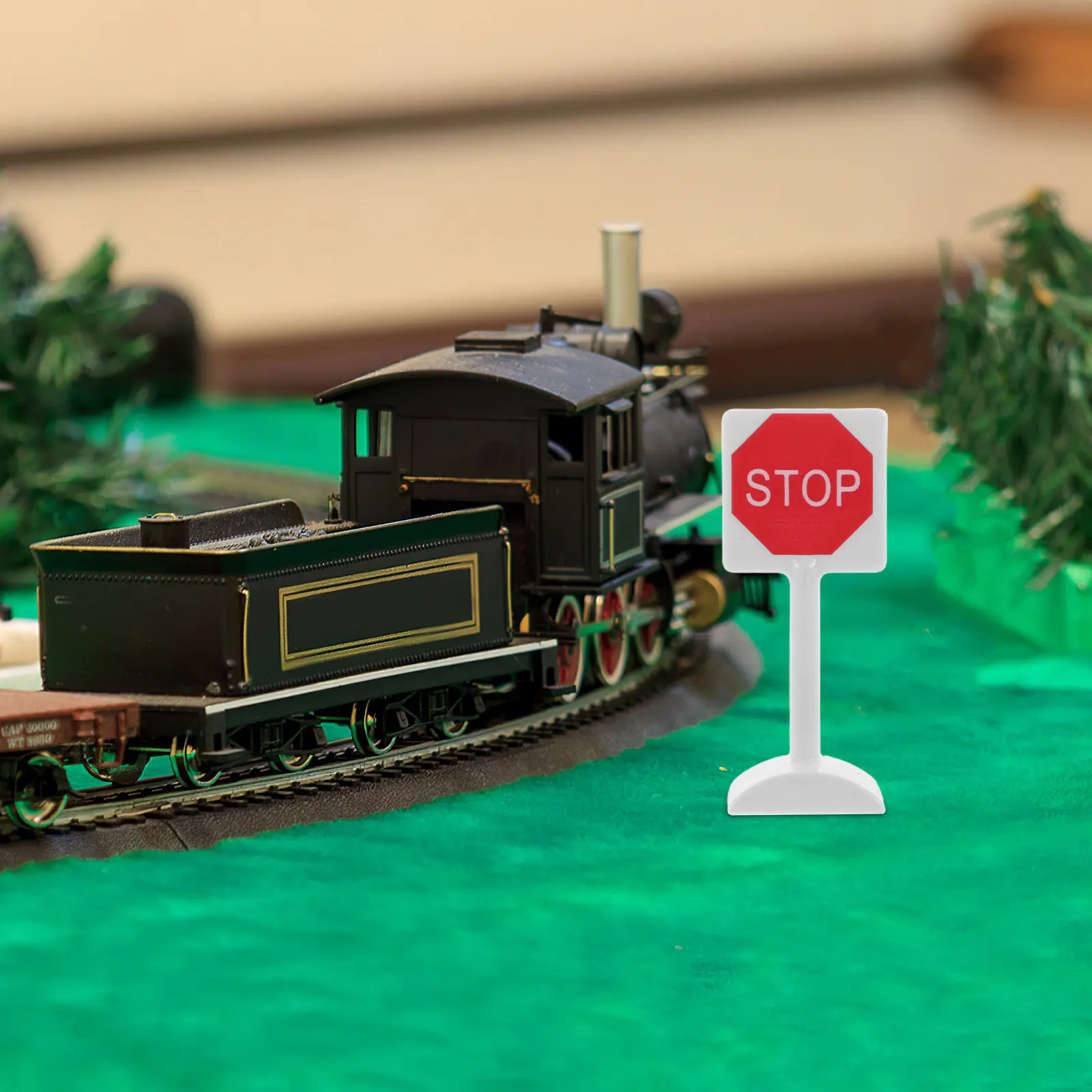 

7Pcs Road Sign Set Train Track Accessories Educational Play Small Traffic Signals Safety Signs for Kids Play Traffic Sign