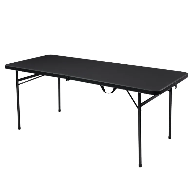 

Black 6 Foot Bi-Fold Plastic Folding Table