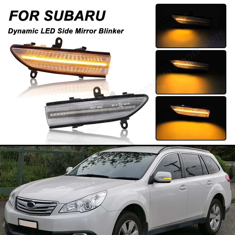 

For Subaru Impreza WRX STI Forester Legacy Outback 2PCS Amber Dynamic LED Side Mirror Blinker Lights LED Turn Signal Lamps