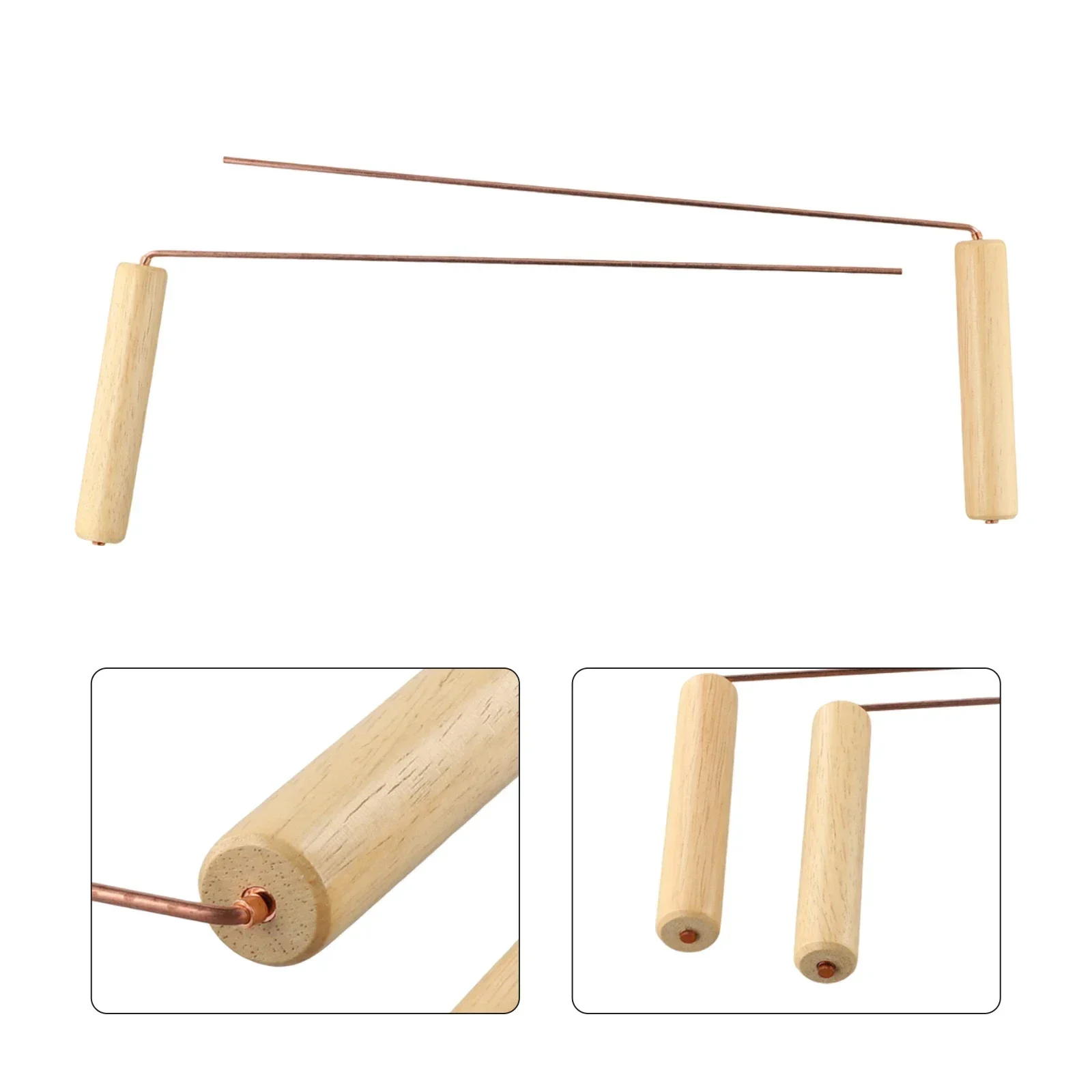 New Practical Copper Probe Copper Probes Rod Round Shape Underground Water With Wooden Handles 2X For Divination Tool