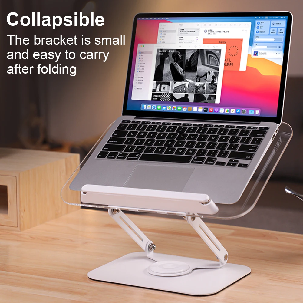 Acrylic Book Stand for Reading Adjustable Book Holder with 360 Degree Rotating Base Foldable Desktop Riser for Laptop