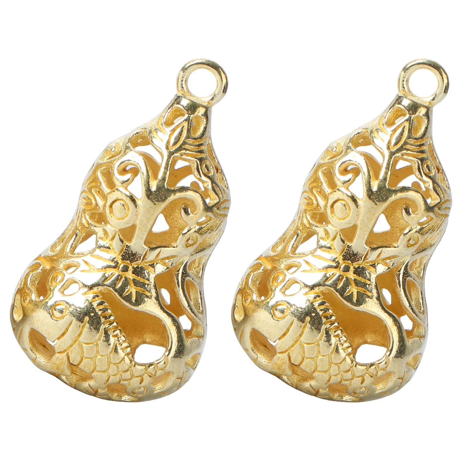 

2pcs Brass Hollow Out Gourd Design Keychain Pendants Diy Jewelry Retro Key Ring Ornaments Durable Chic Accessories For Family