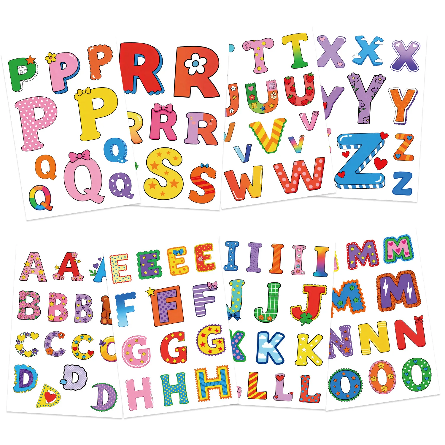 8/16/24PCS Changing Face Puzzle Stickers Cartoon Letters Make a Face Stickers DIY for Waterproof Pen Holder Stationery Notebook